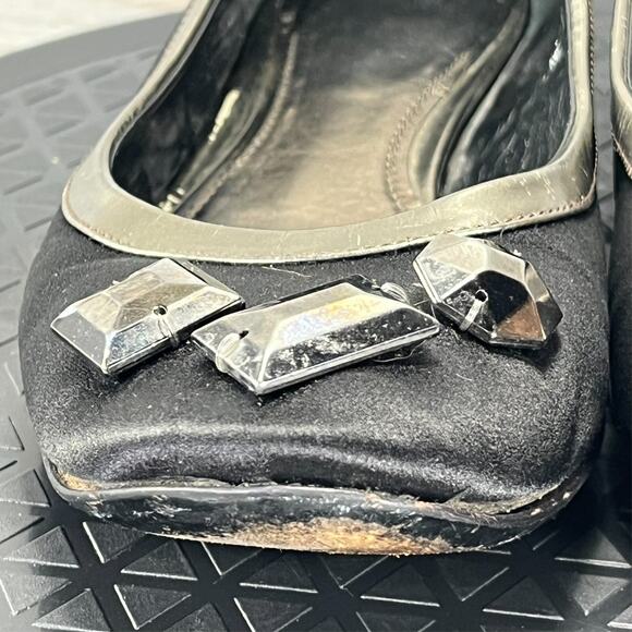 Burberry Women's Silver Black Slip On Embellished Ballet Flats Size EU 36 US 5 - Picture 10 of 13